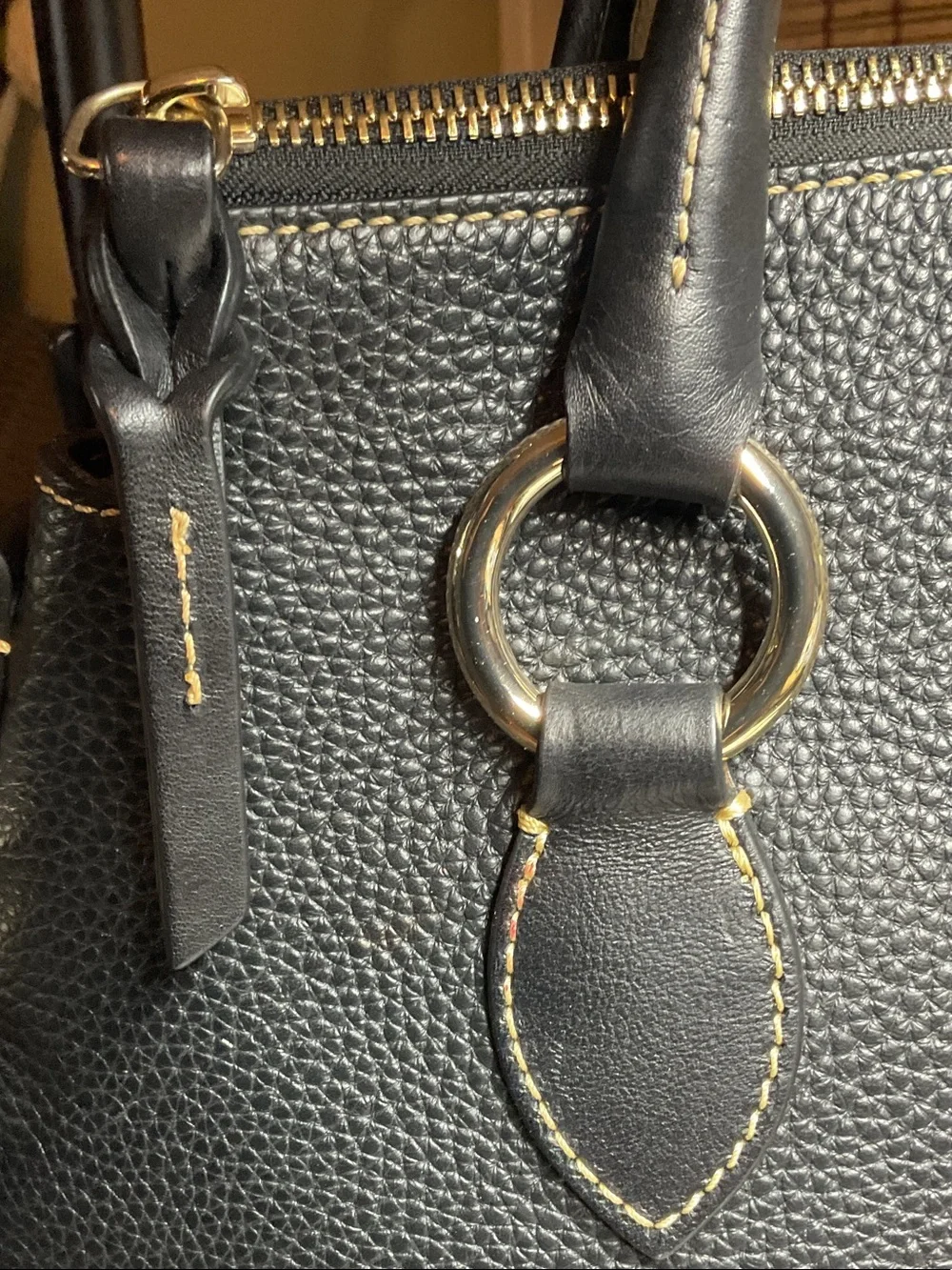 Doone Bourke Satchel 30 pebble leather Black with florentine trim Read